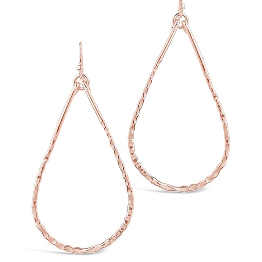 Hammered Teardrop Dangle Earring in Rose Gold